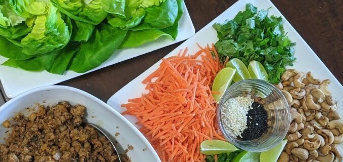 Asian lettuce wraps table layout